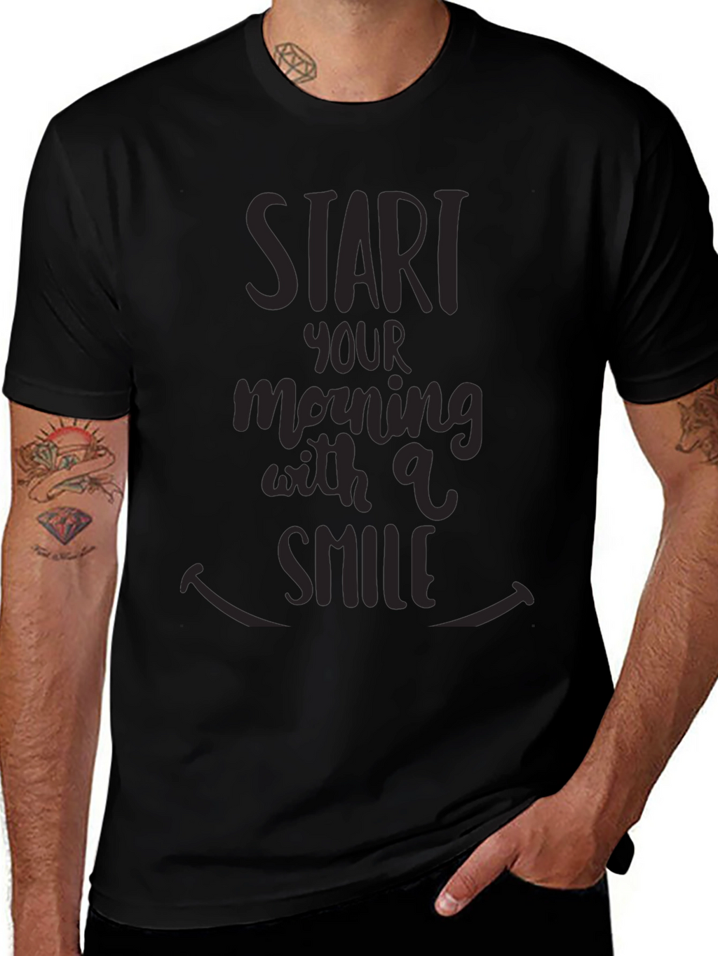 Start Your Morning With a Smile Black T-Shirt