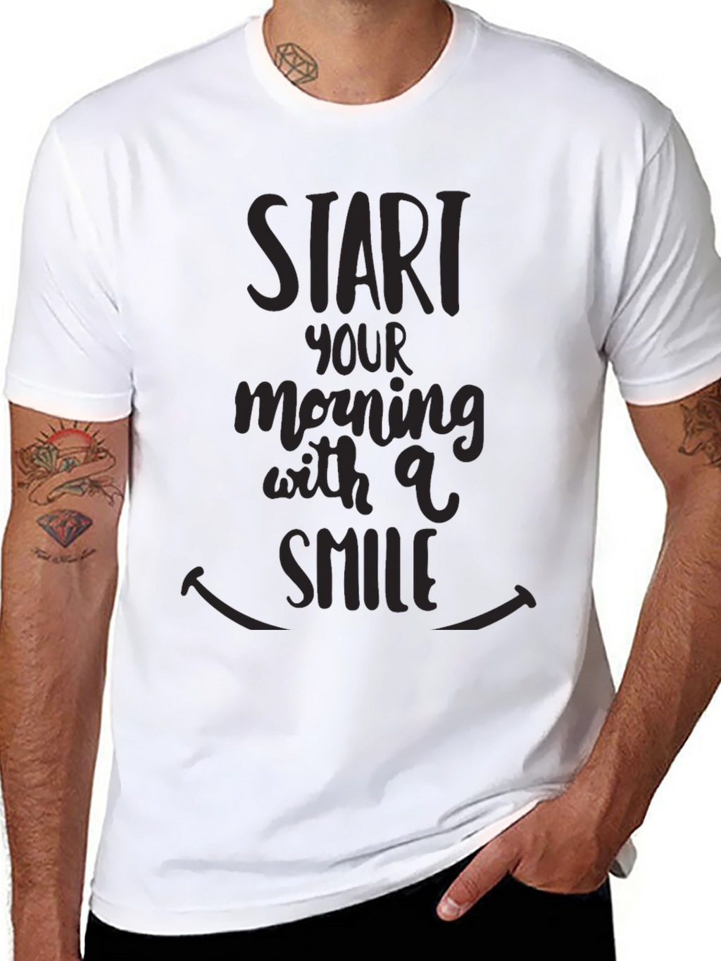 Start Your Morning With a Smile Black T-Shirt