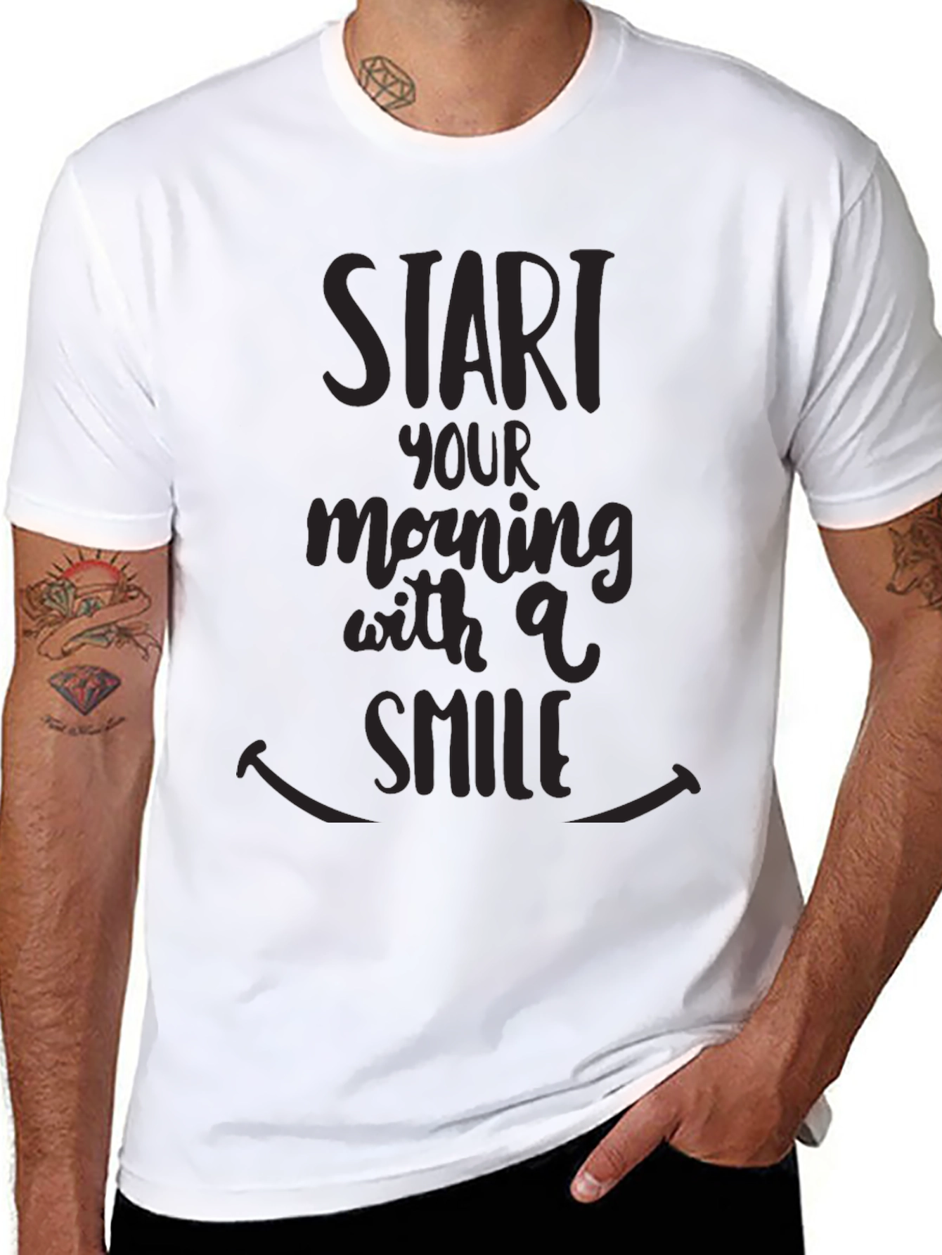 Start Your Morning With a Smile Black T-Shirt