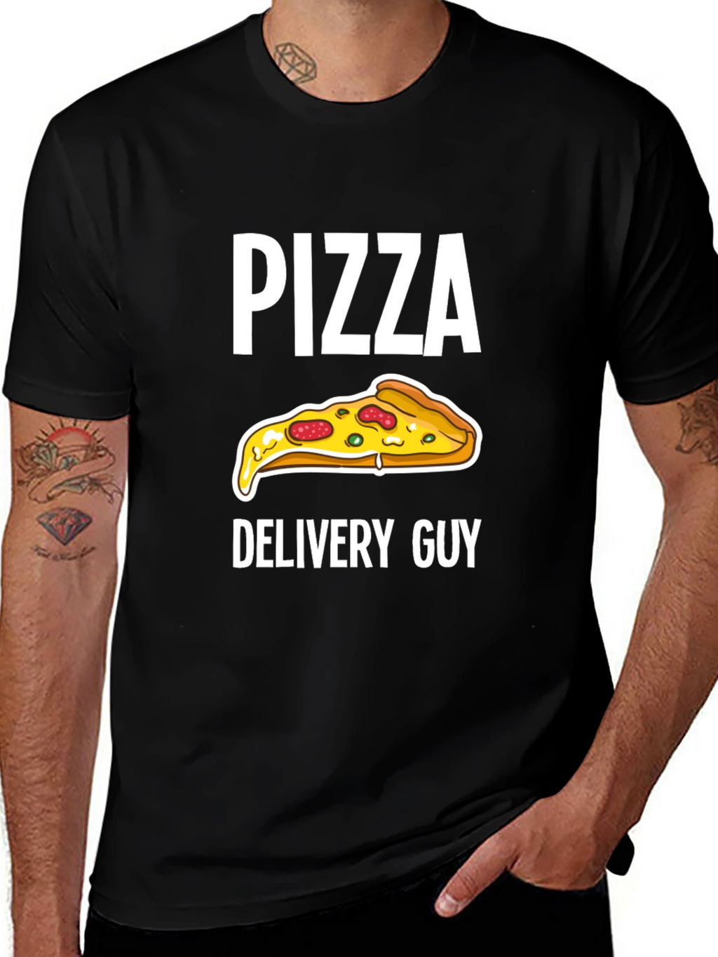 Pizza Delivery Guy Graphic Tee - Black