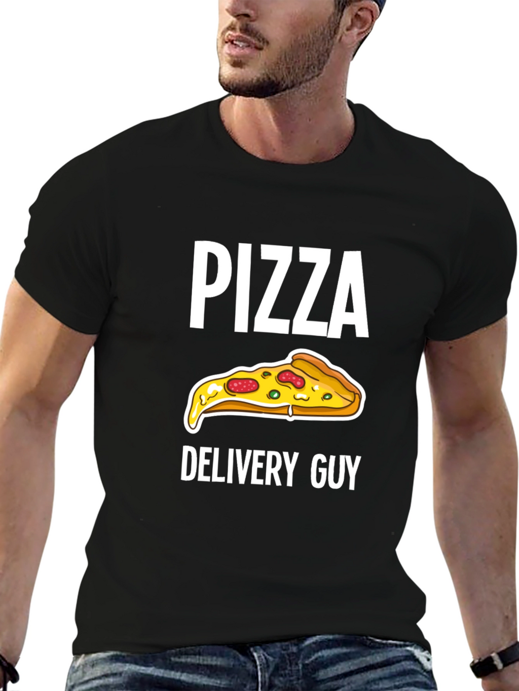 Pizza Delivery Guy Graphic Tee - Black