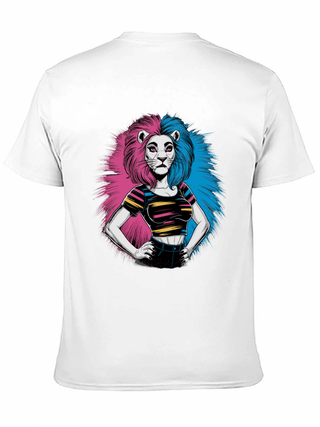 Lion Woman Graphic Print Black T-Shirt