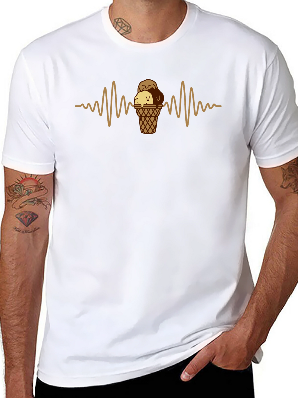 Ice Cream Heartbeat Black T-Shirt