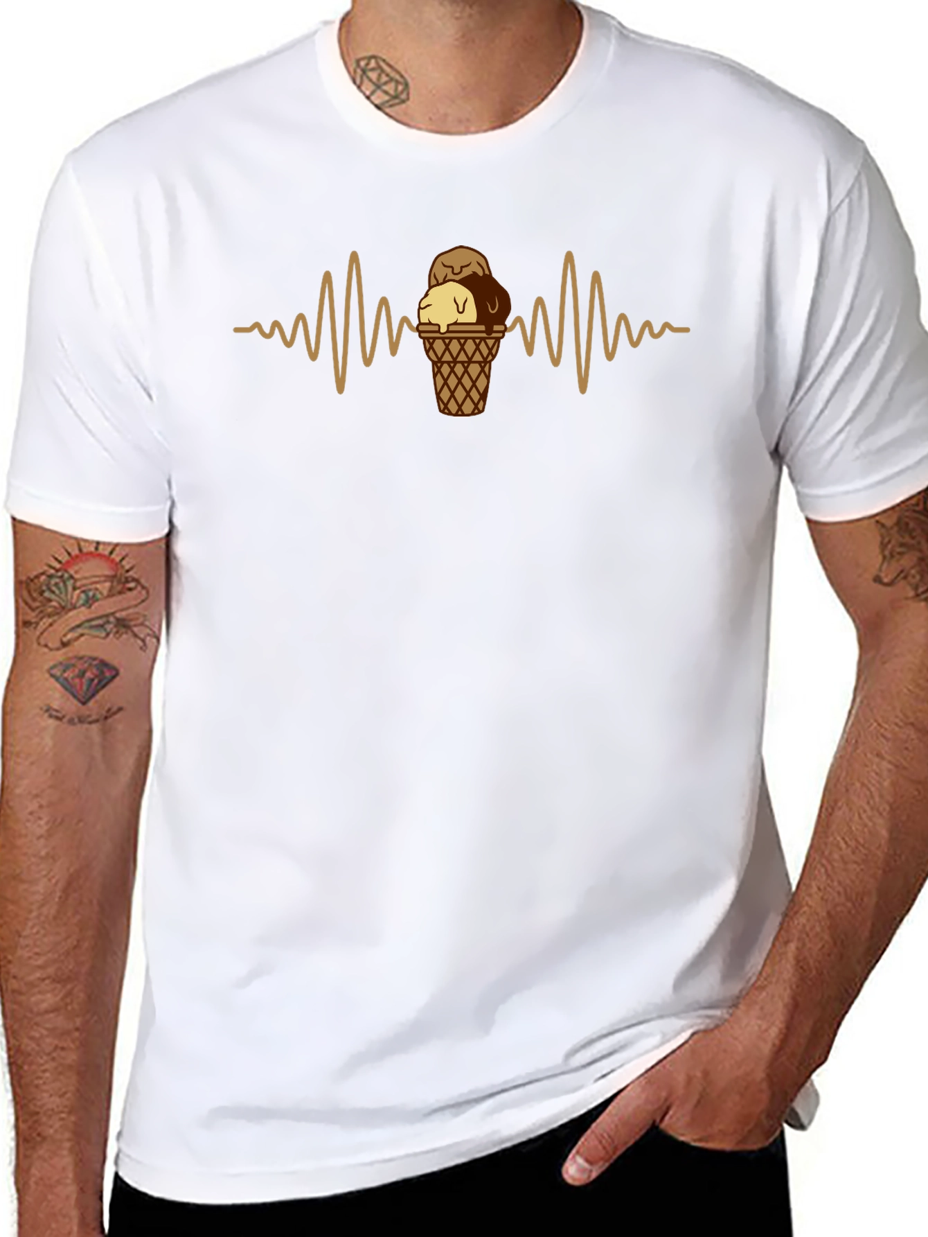 Ice Cream Heartbeat Black T-Shirt