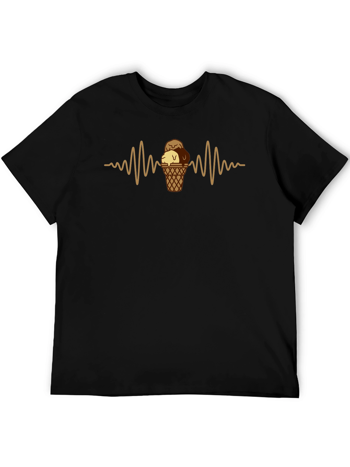 Ice Cream Heartbeat Black T-Shirt