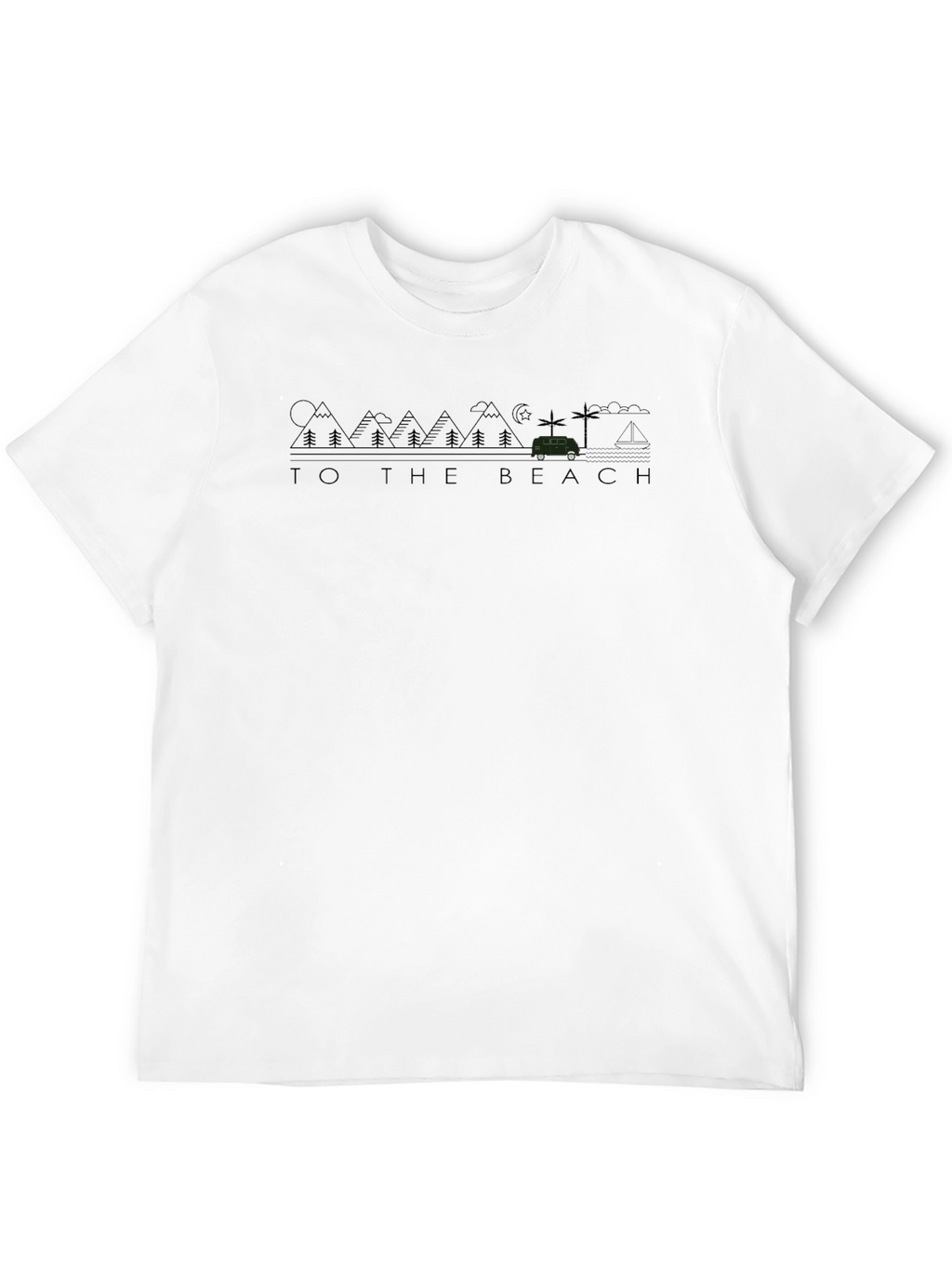 To the Beach Graphic Tee - Black Crew Neck