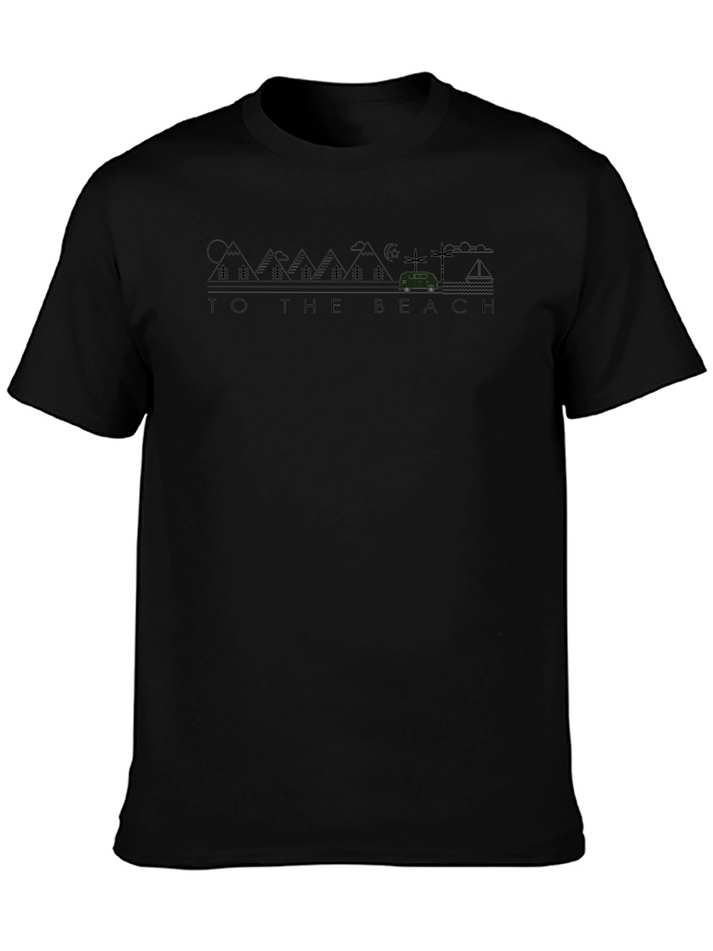 To the Beach Graphic Tee - Black Crew Neck