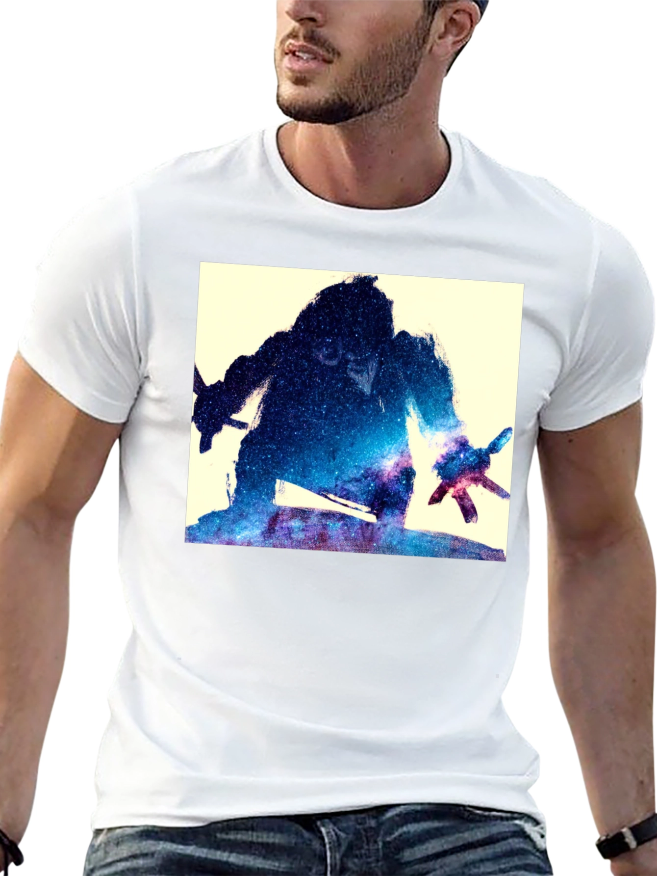 Galaxy Warrior Graphic Tee - Black Cotton Blend