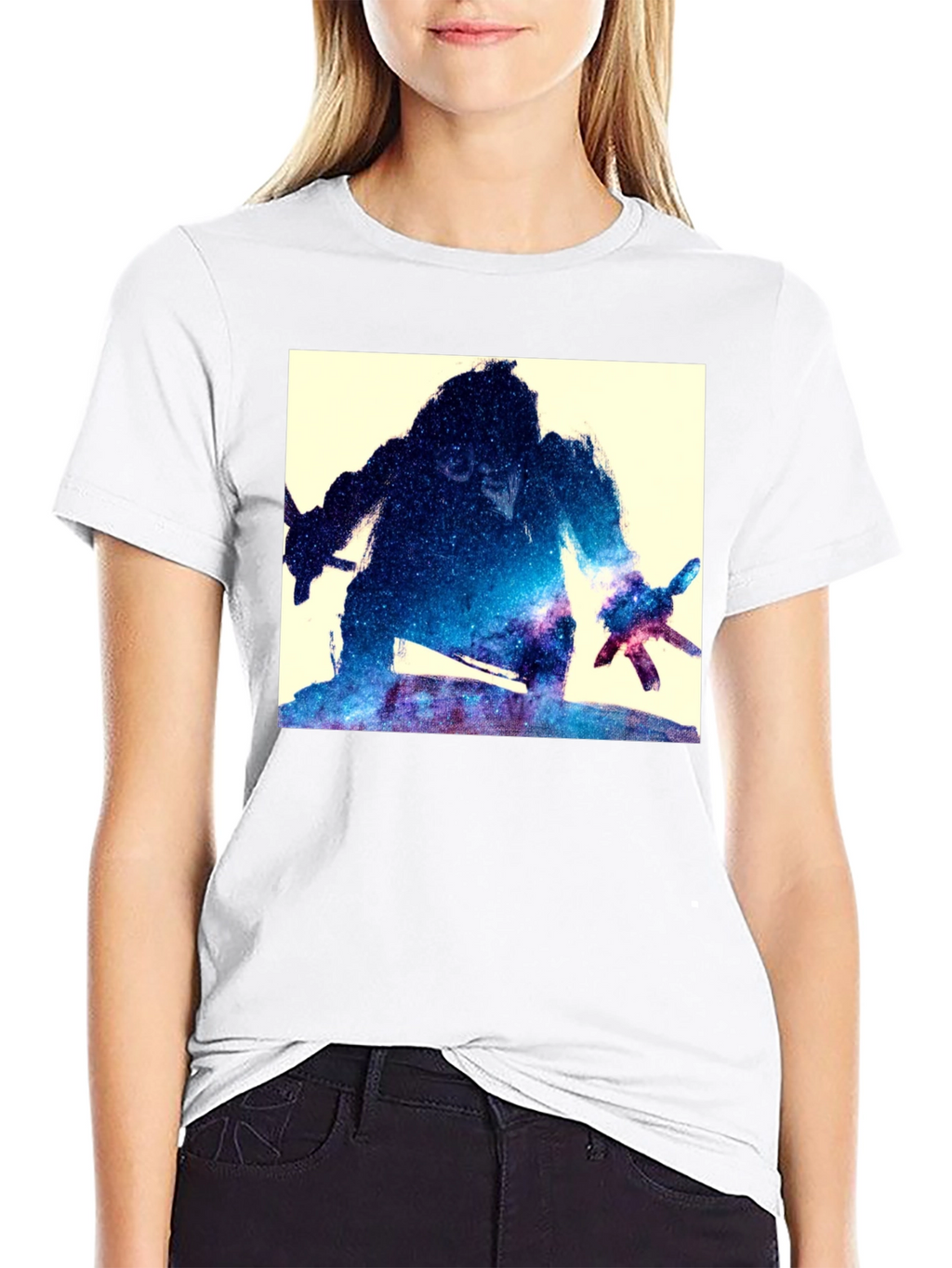 Galaxy Warrior Graphic Tee - Black Cotton Blend