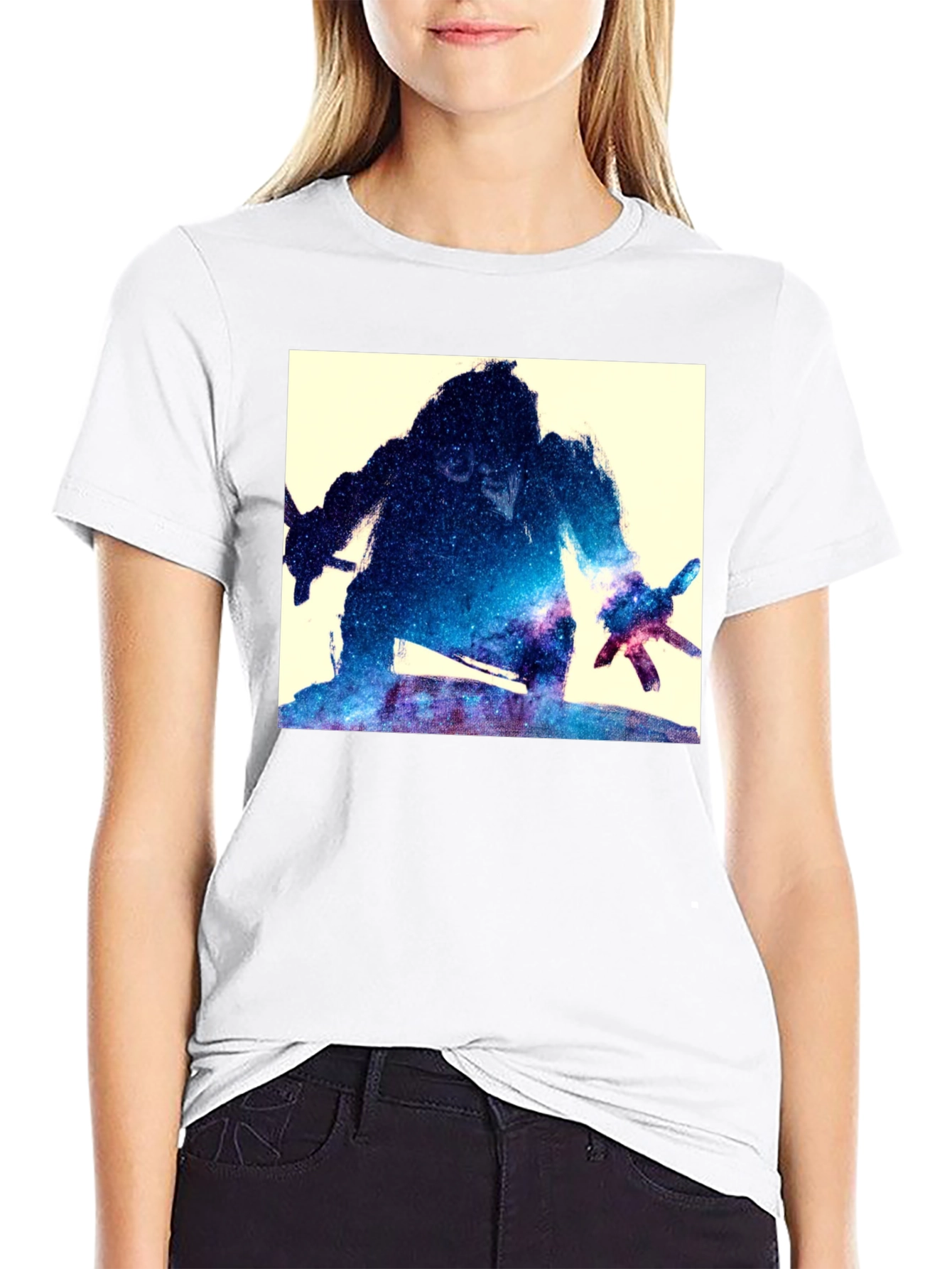 Galaxy Warrior Graphic Tee - Black Cotton Blend