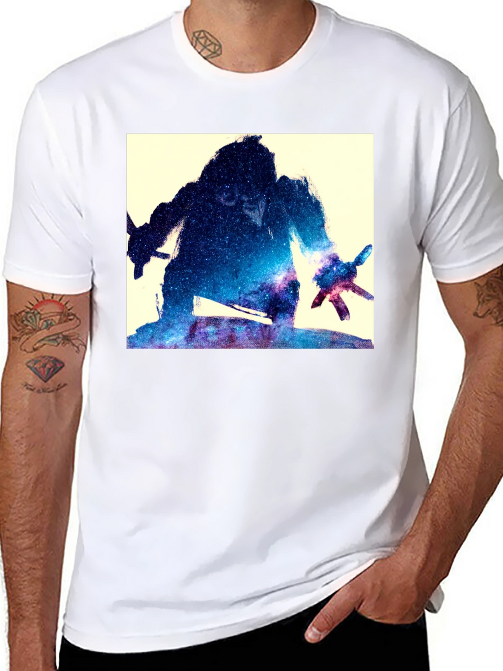 Galaxy Warrior Graphic Tee - Black Cotton Blend