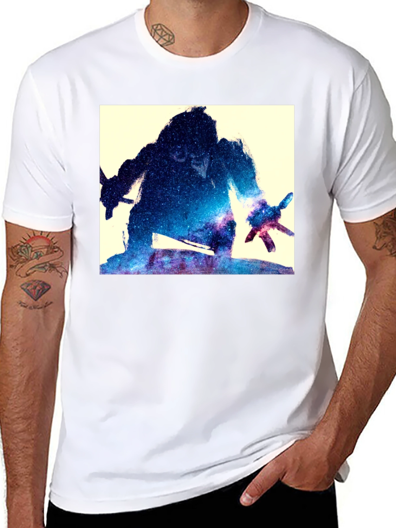 Galaxy Warrior Graphic Tee - Black Cotton Blend