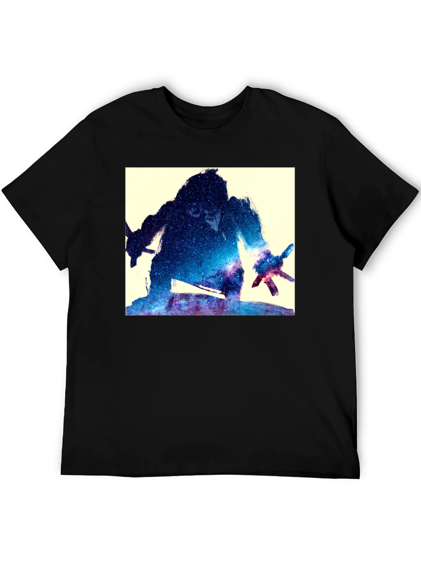 Galaxy Warrior Graphic Tee - Black Cotton Blend