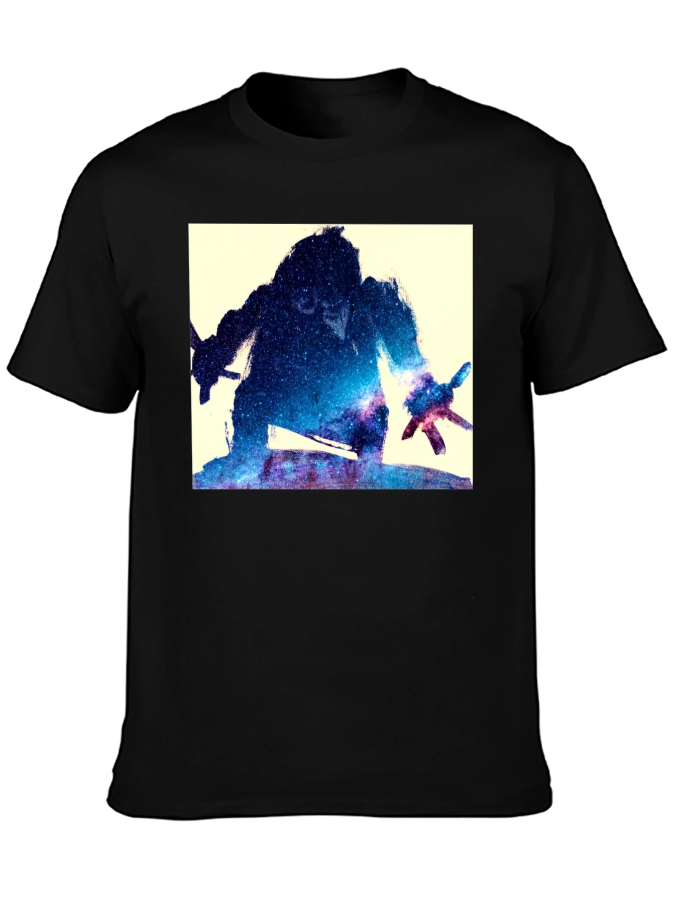 Galaxy Warrior Graphic Tee - Black Cotton Blend