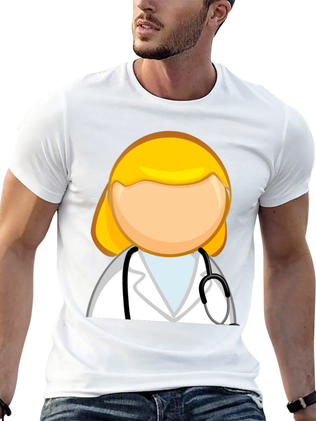 Cartoon Doctor Graphic T-Shirt - Unisex Black Tee