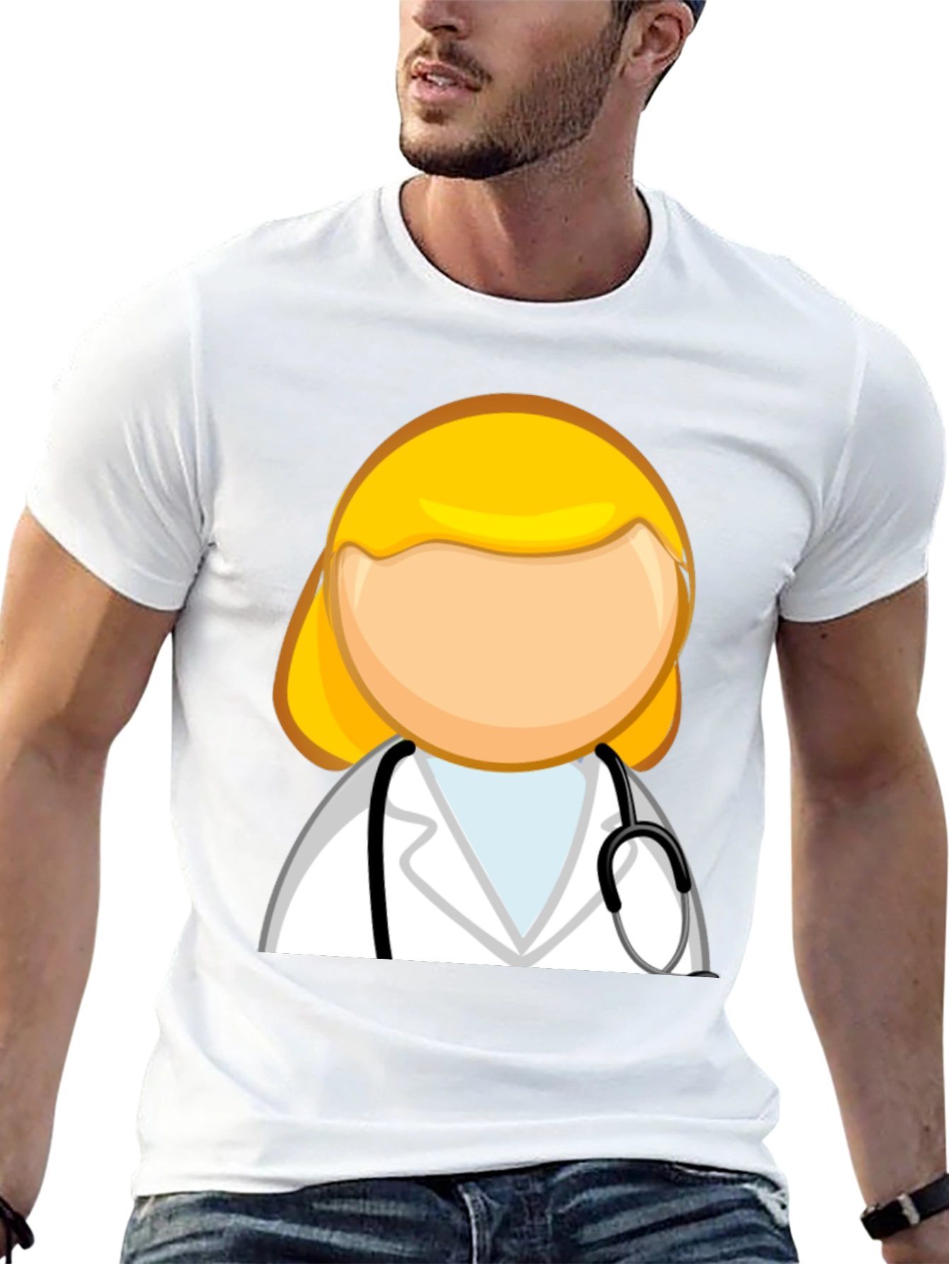 Cartoon Doctor Graphic T-Shirt - Unisex Black Tee
