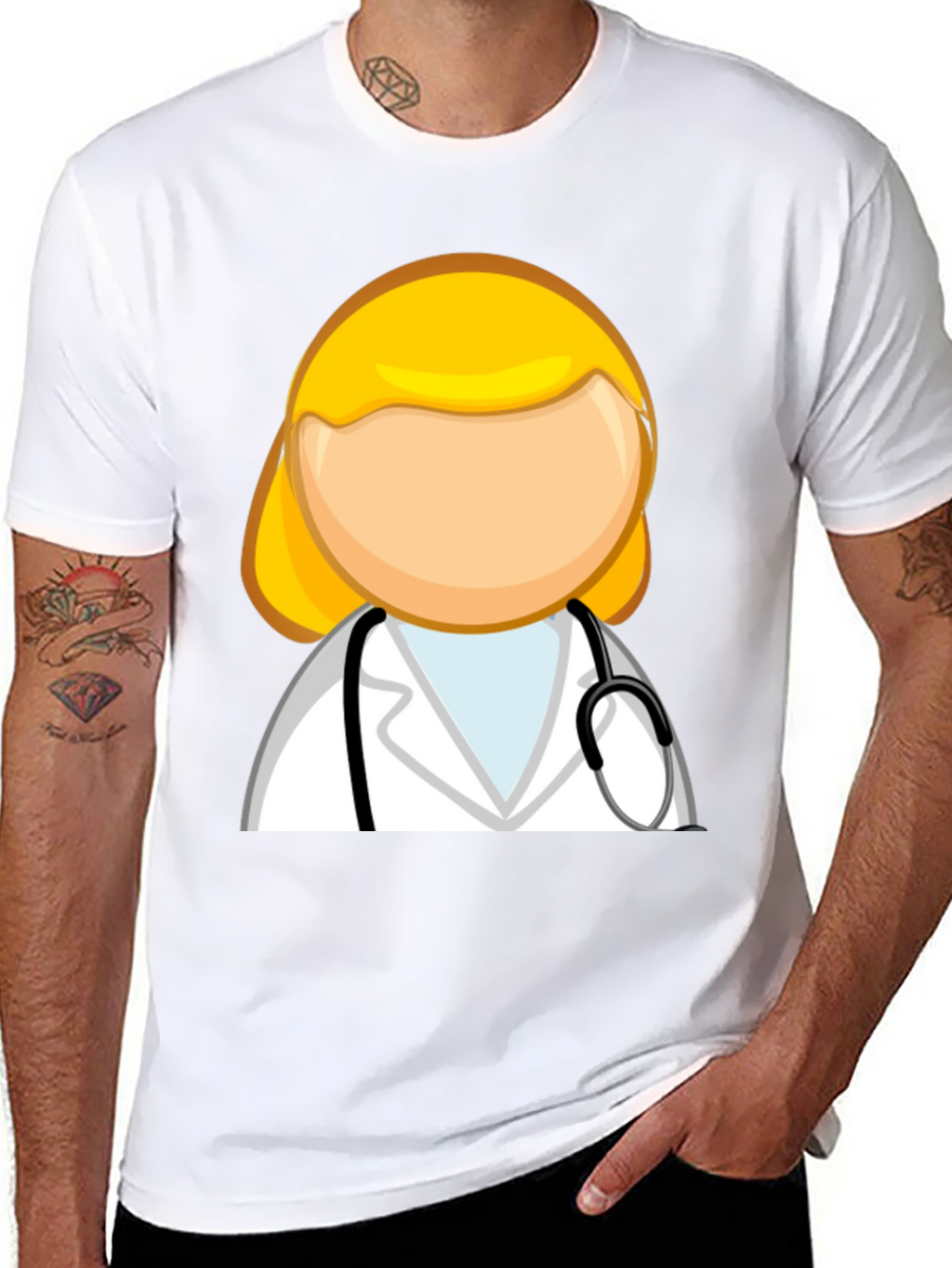 Cartoon Doctor Graphic T-Shirt - Unisex Black Tee