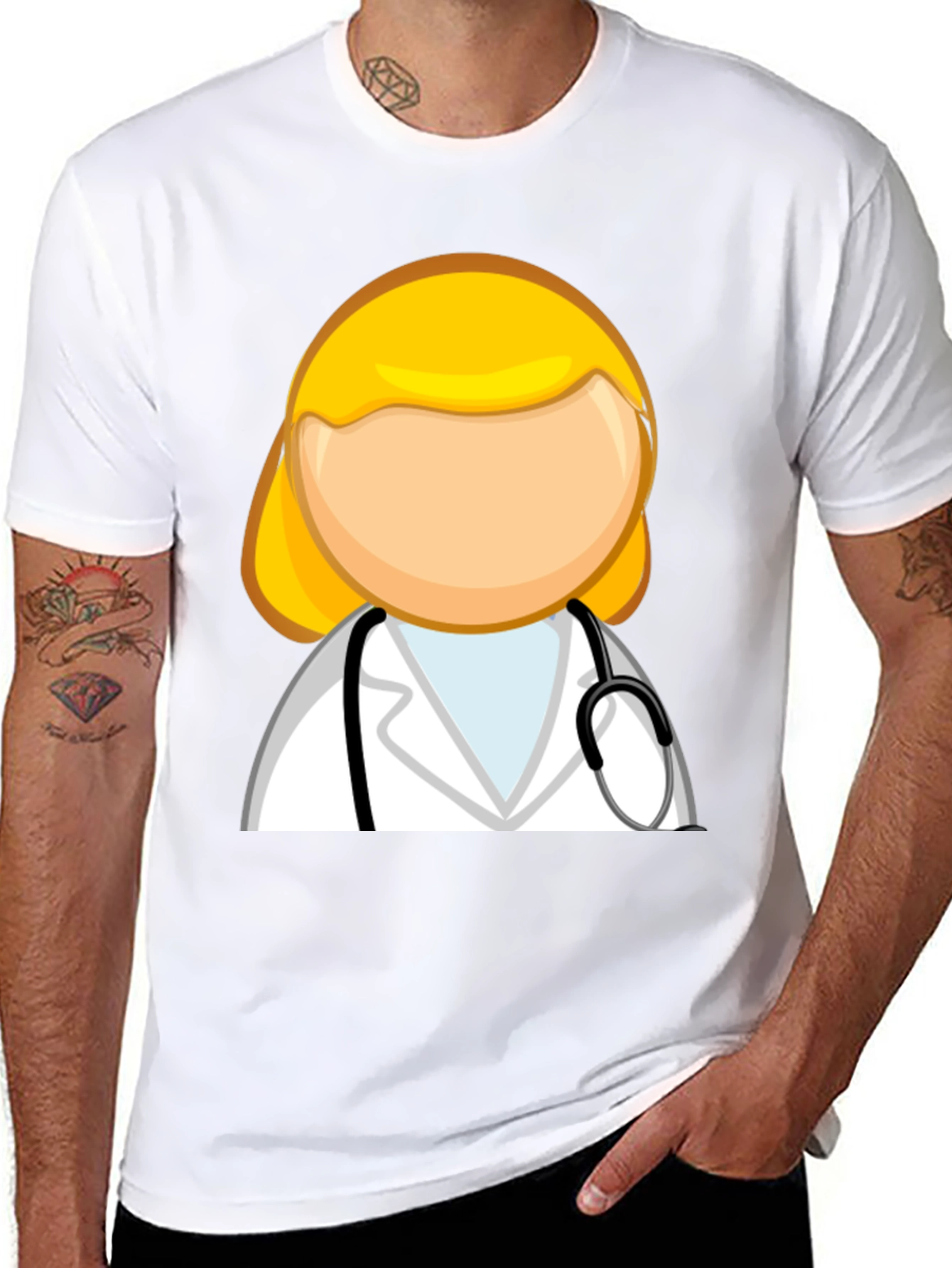 Cartoon Doctor Graphic T-Shirt - Unisex Black Tee