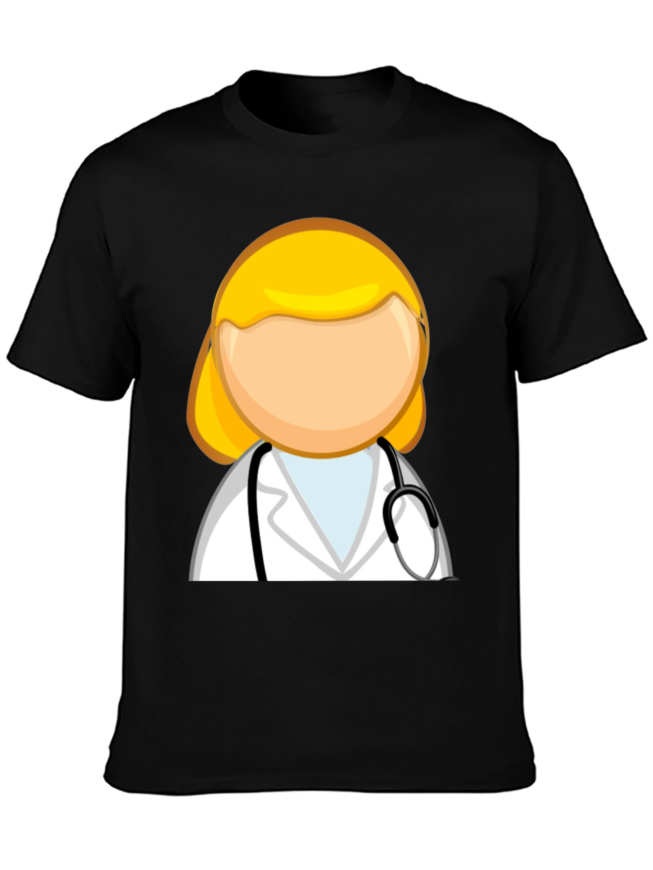 Cartoon Doctor Graphic T-Shirt - Unisex Black Tee