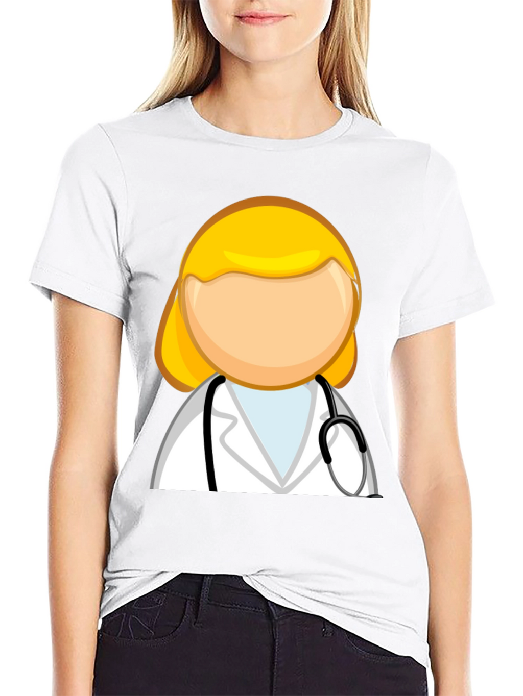 Cartoon Doctor Graphic T-Shirt - Unisex Black Tee