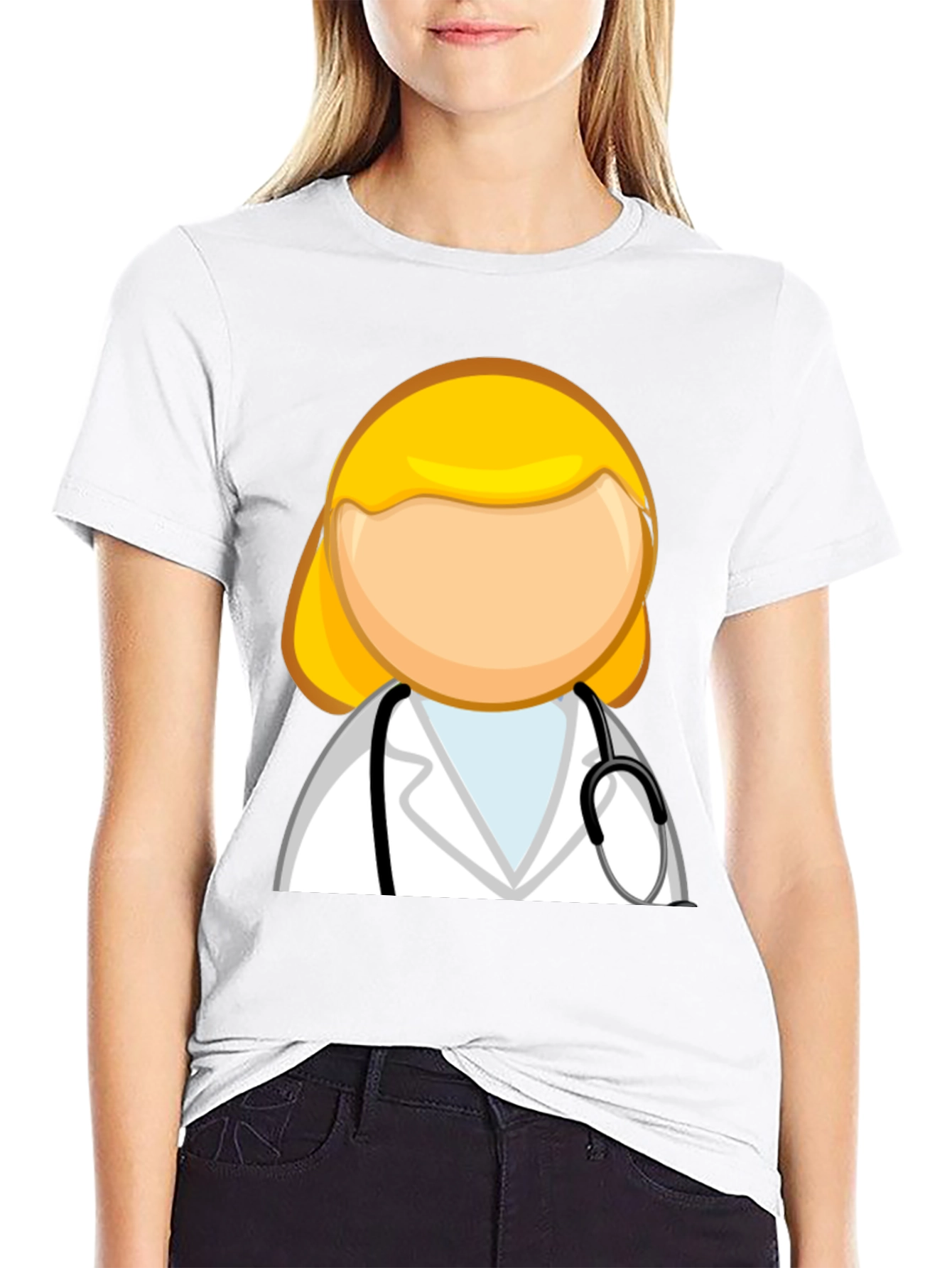 Cartoon Doctor Graphic T-Shirt - Unisex Black Tee
