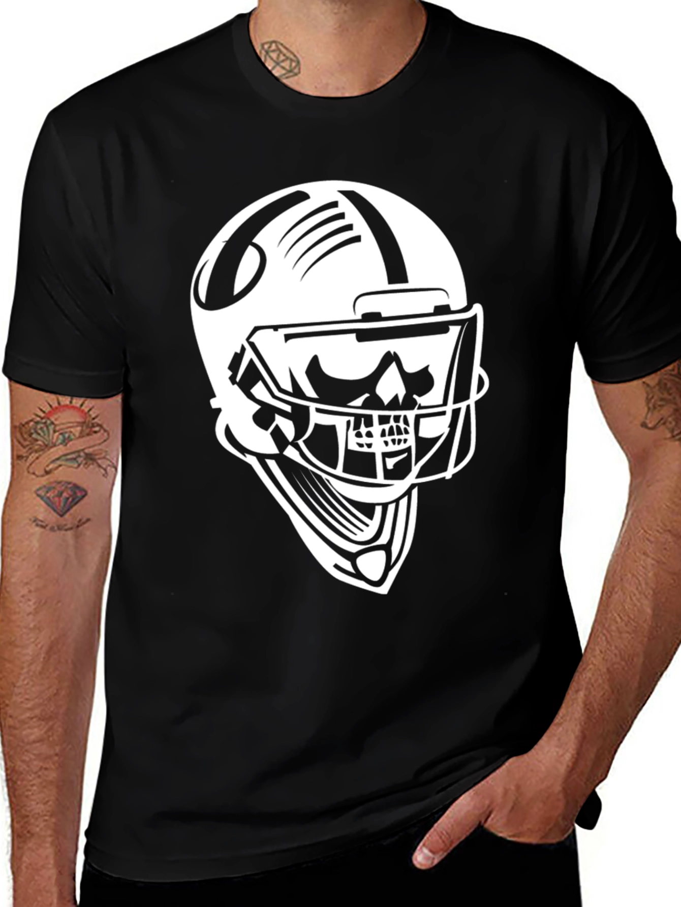 Skull Football Helmet Graphic T-Shirt