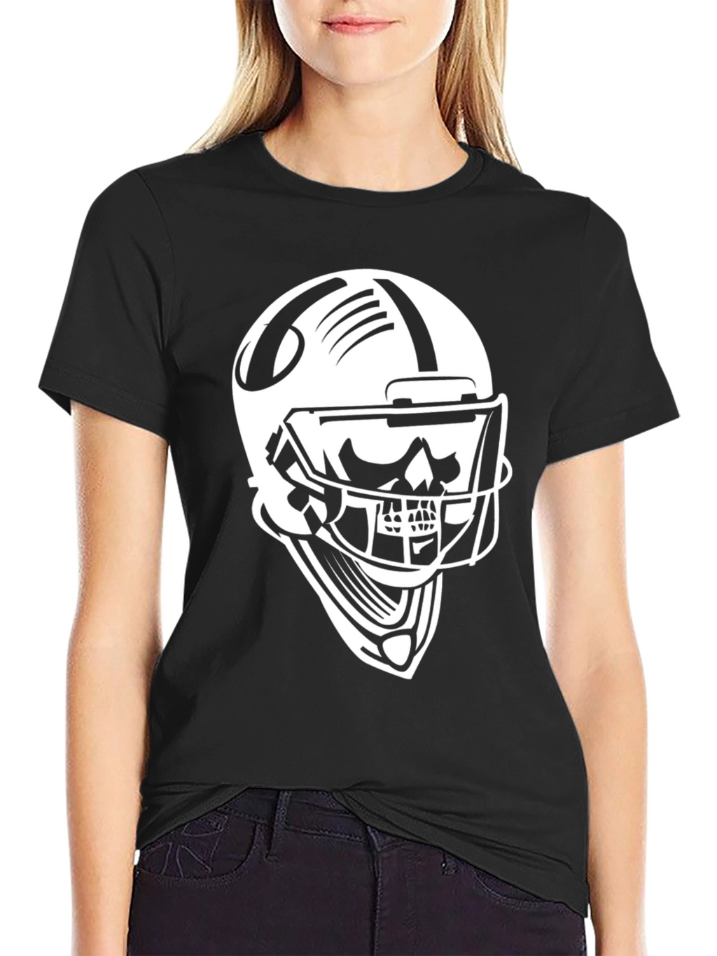 Skull Football Helmet Graphic T-Shirt