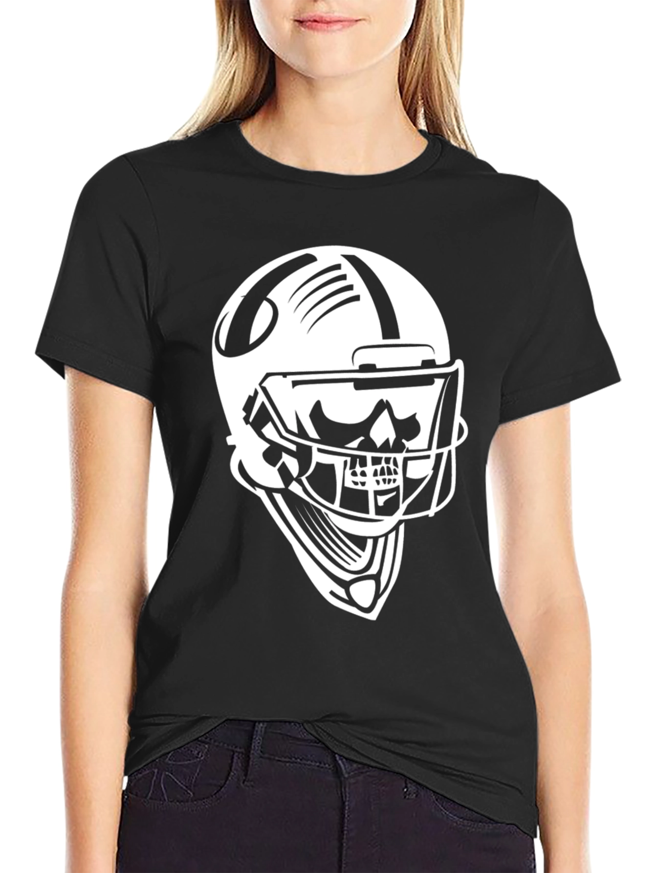 Skull Football Helmet Graphic T-Shirt