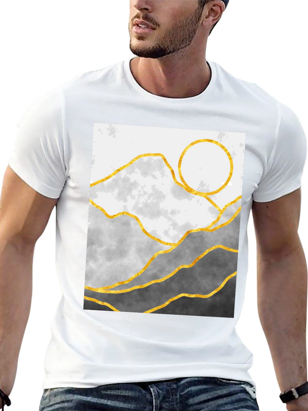 Mountainscape Graphic Tee - Stylish Geometric Design