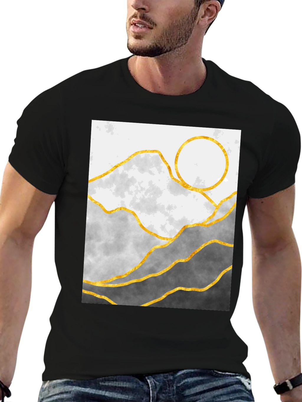 Mountainscape Graphic Tee - Stylish Geometric Design