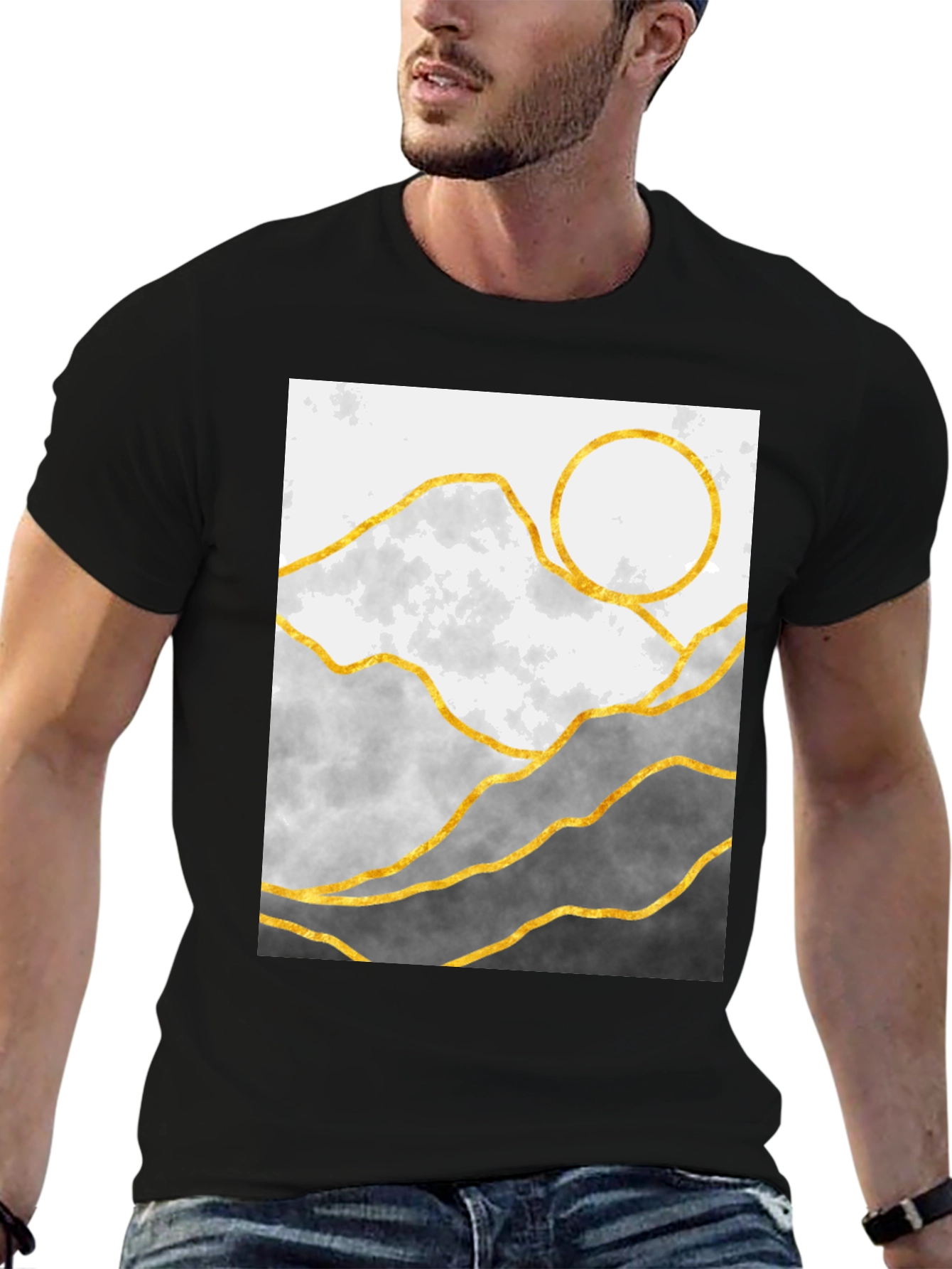 Mountainscape Graphic Tee - Stylish Geometric Design