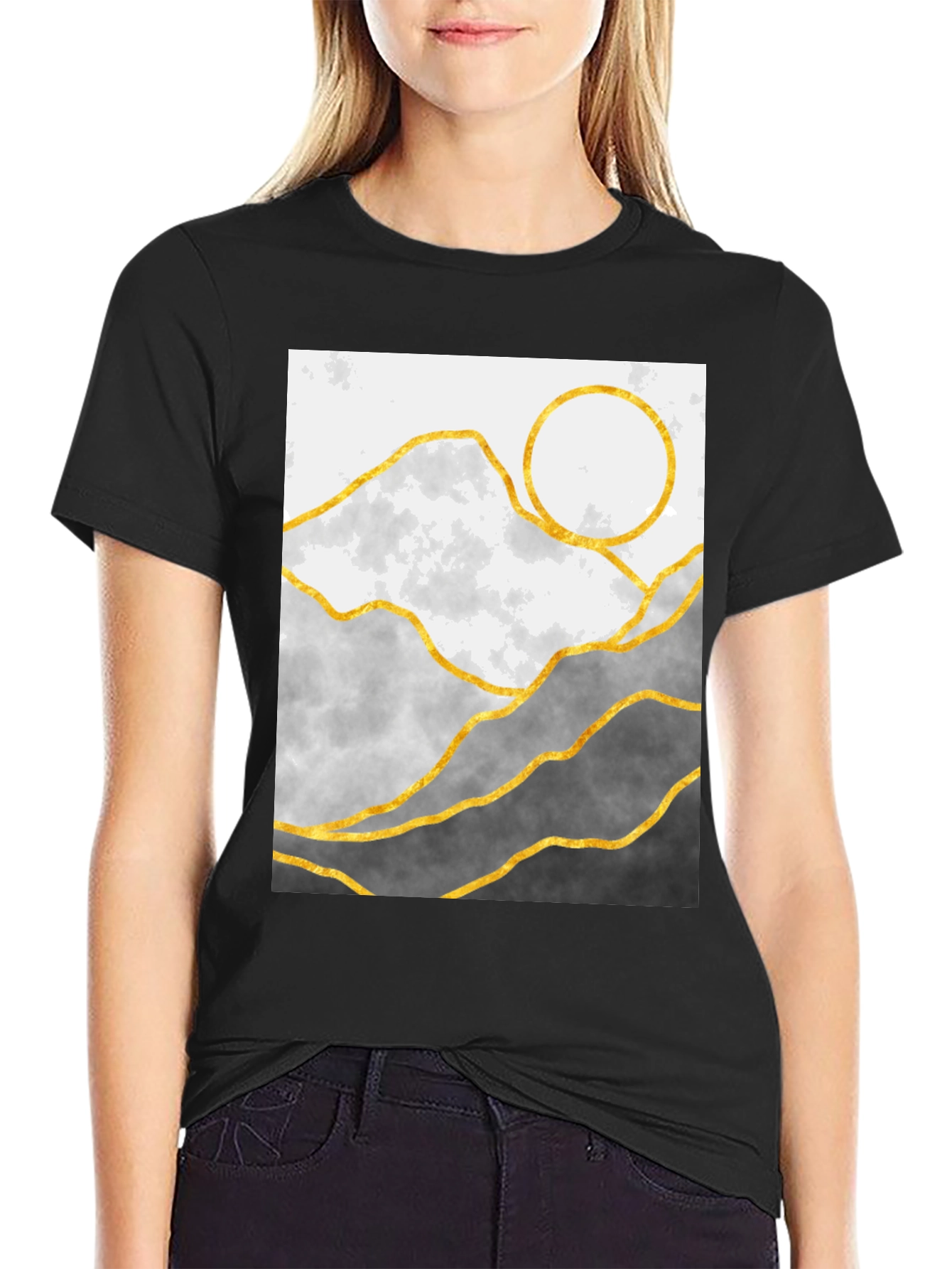 Mountainscape Graphic Tee - Stylish Geometric Design