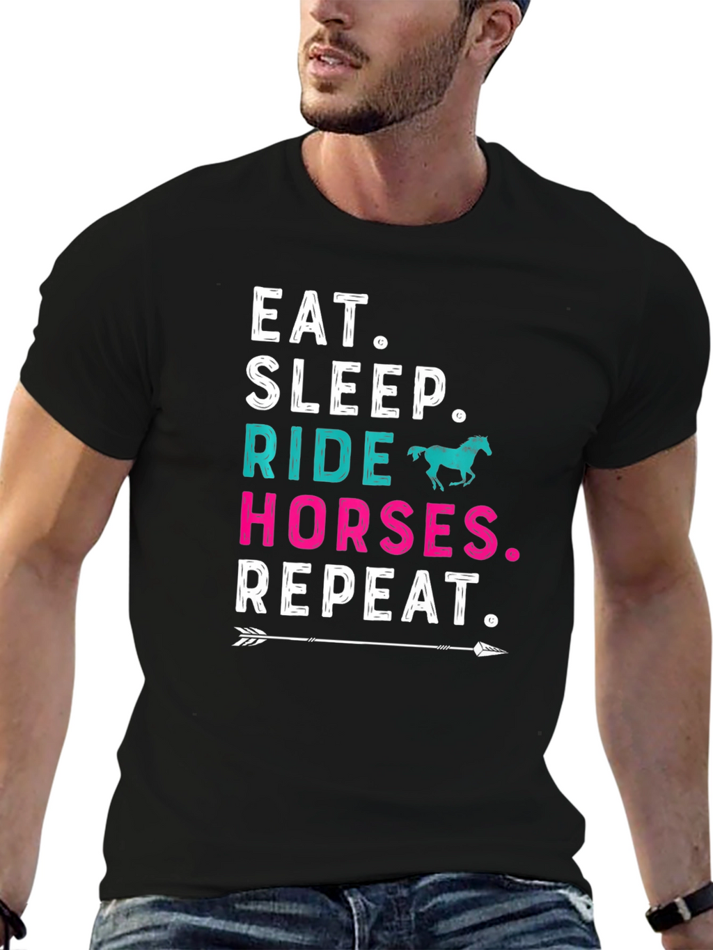 Eat Sleep Ride Horses Repeat Graphic Tee