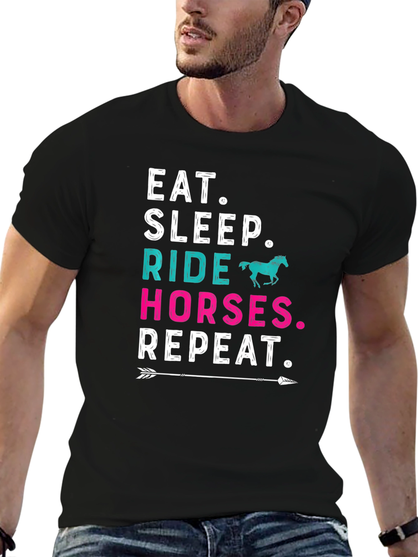Eat Sleep Ride Horses Repeat Graphic Tee