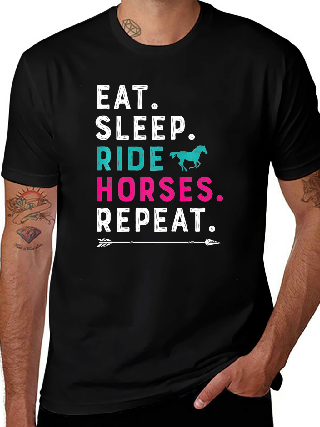 Eat Sleep Ride Horses Repeat Graphic Tee