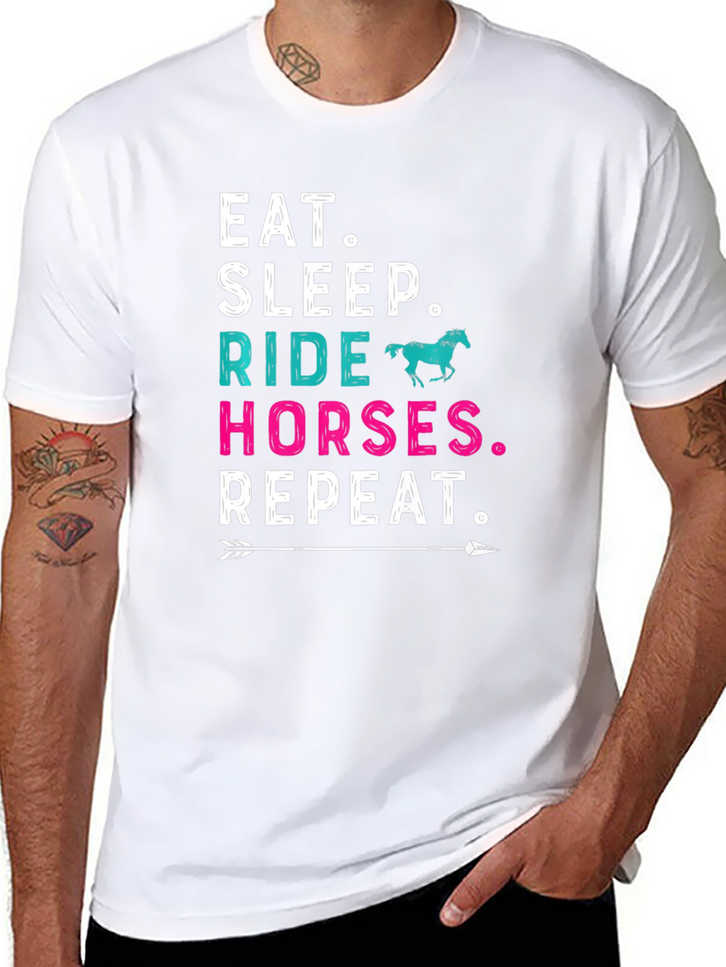 Eat Sleep Ride Horses Repeat Graphic Tee