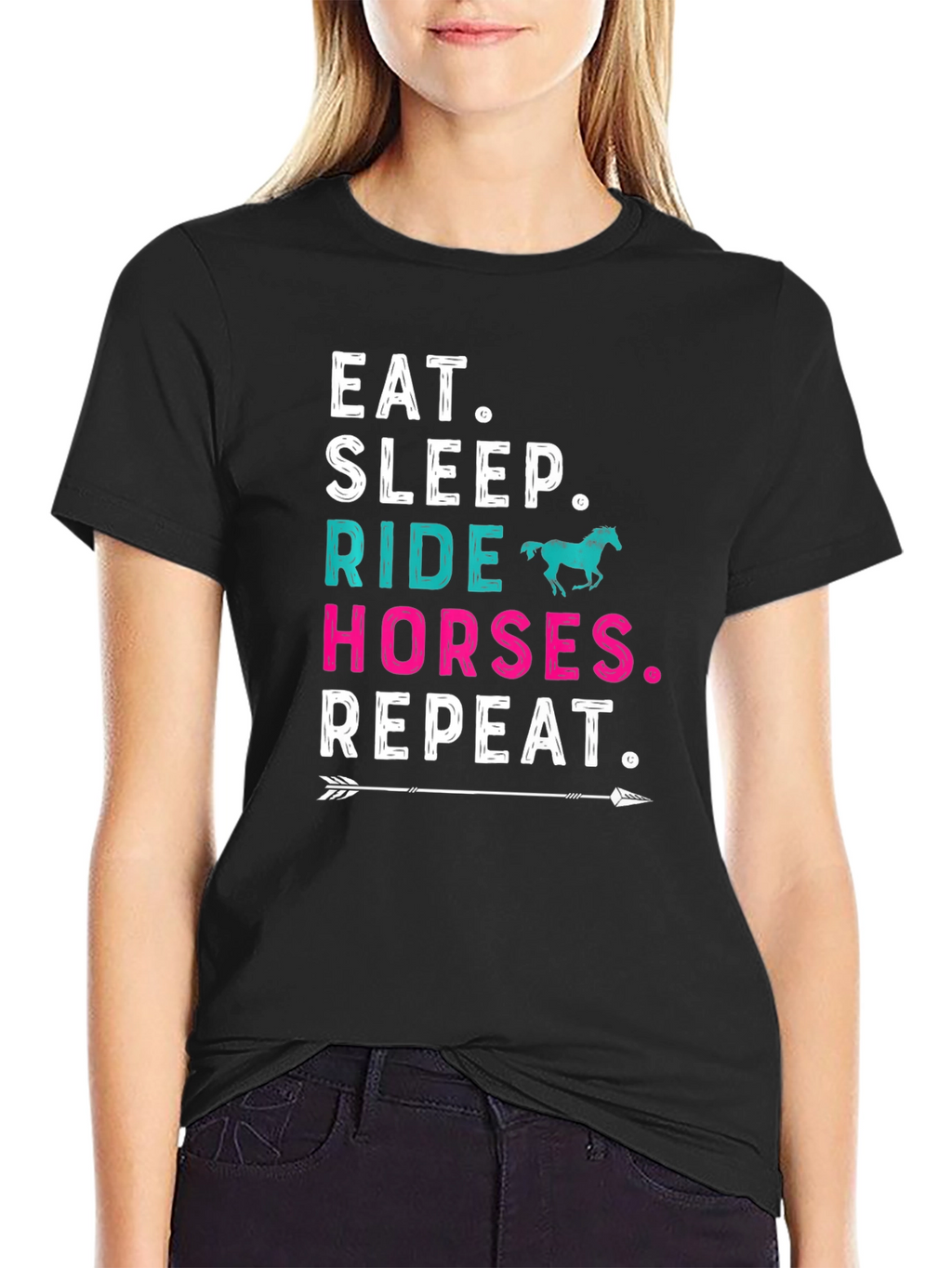 Eat Sleep Ride Horses Repeat Graphic Tee