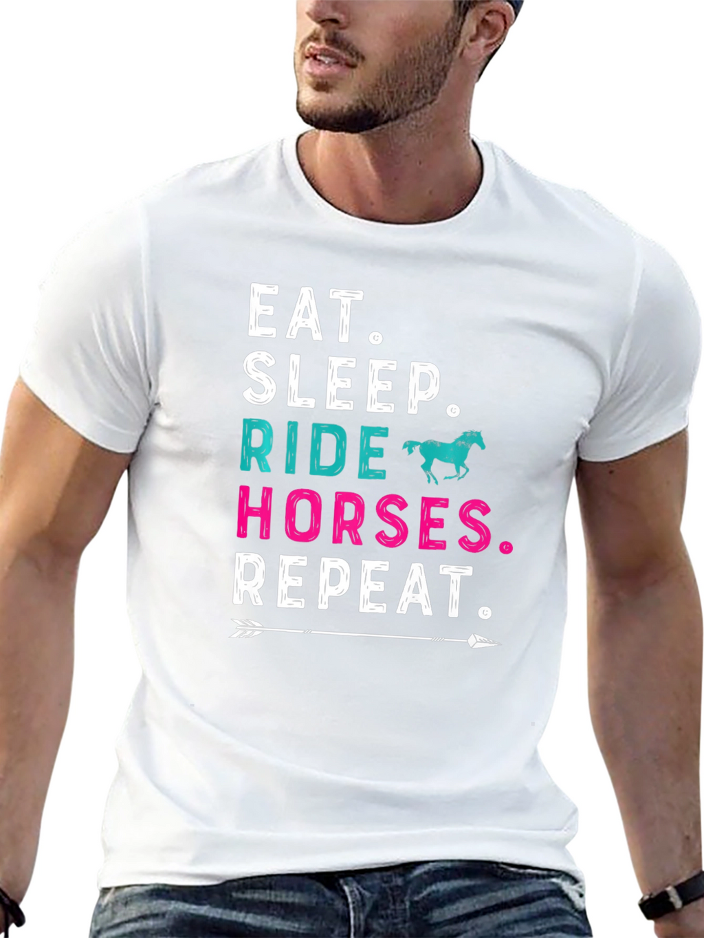 Eat Sleep Ride Horses Repeat Graphic Tee