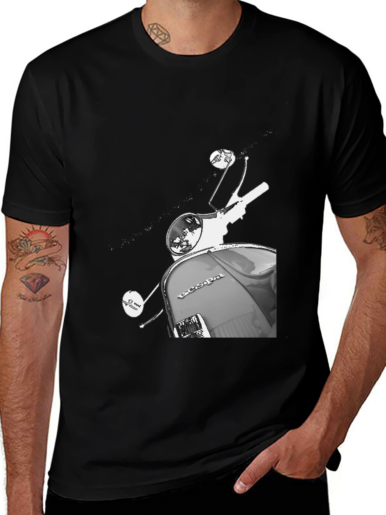 Vintage Vespa Scooter Graphic Tee - Classic Black