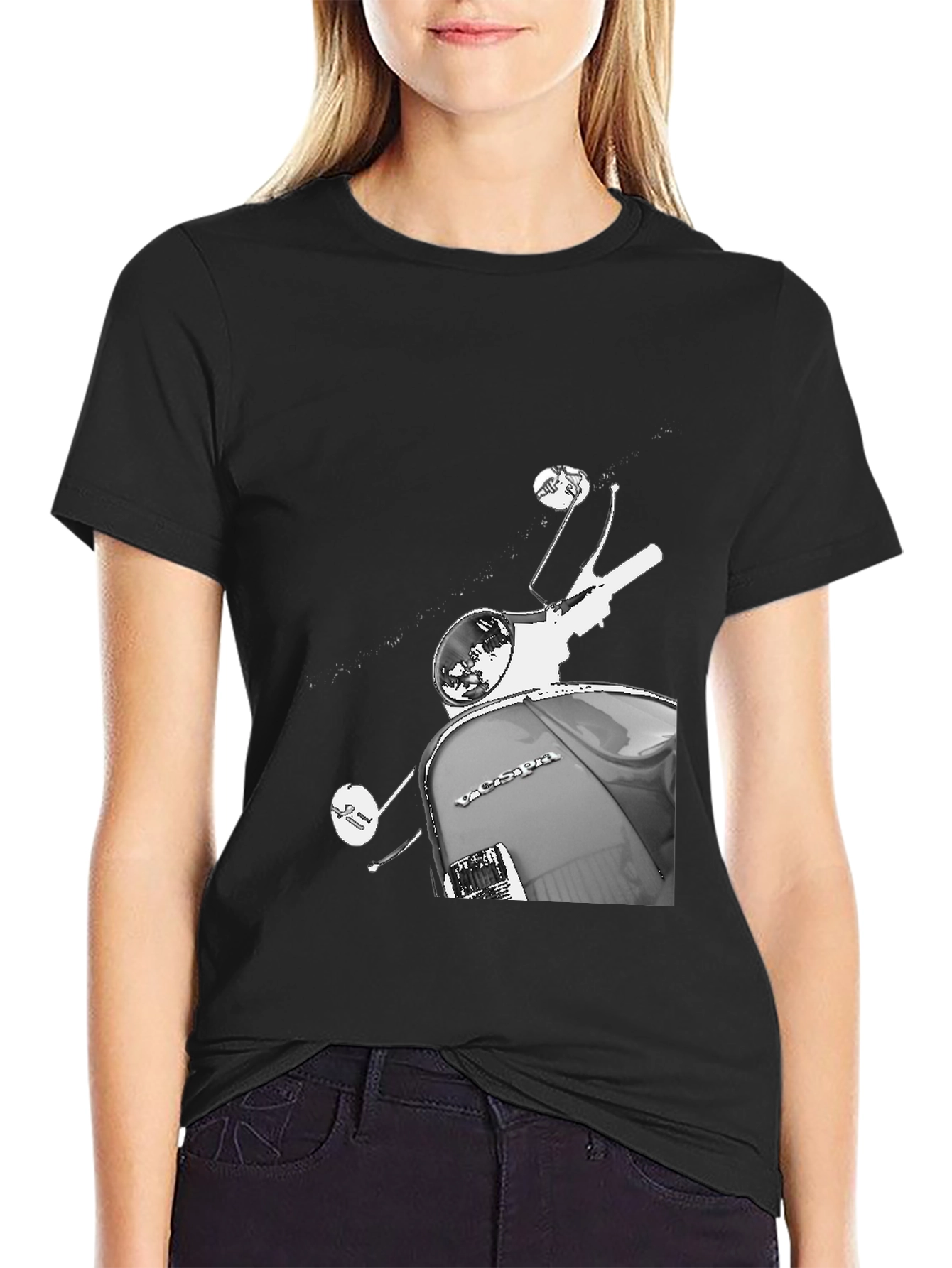 Vintage Vespa Scooter Graphic Tee - Classic Black