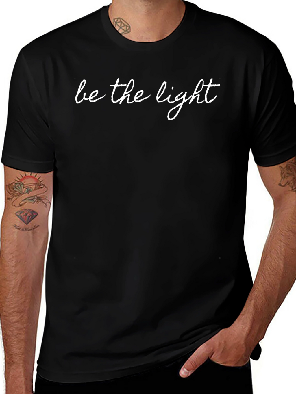 Be The Light Black Graphic Tee Shirt