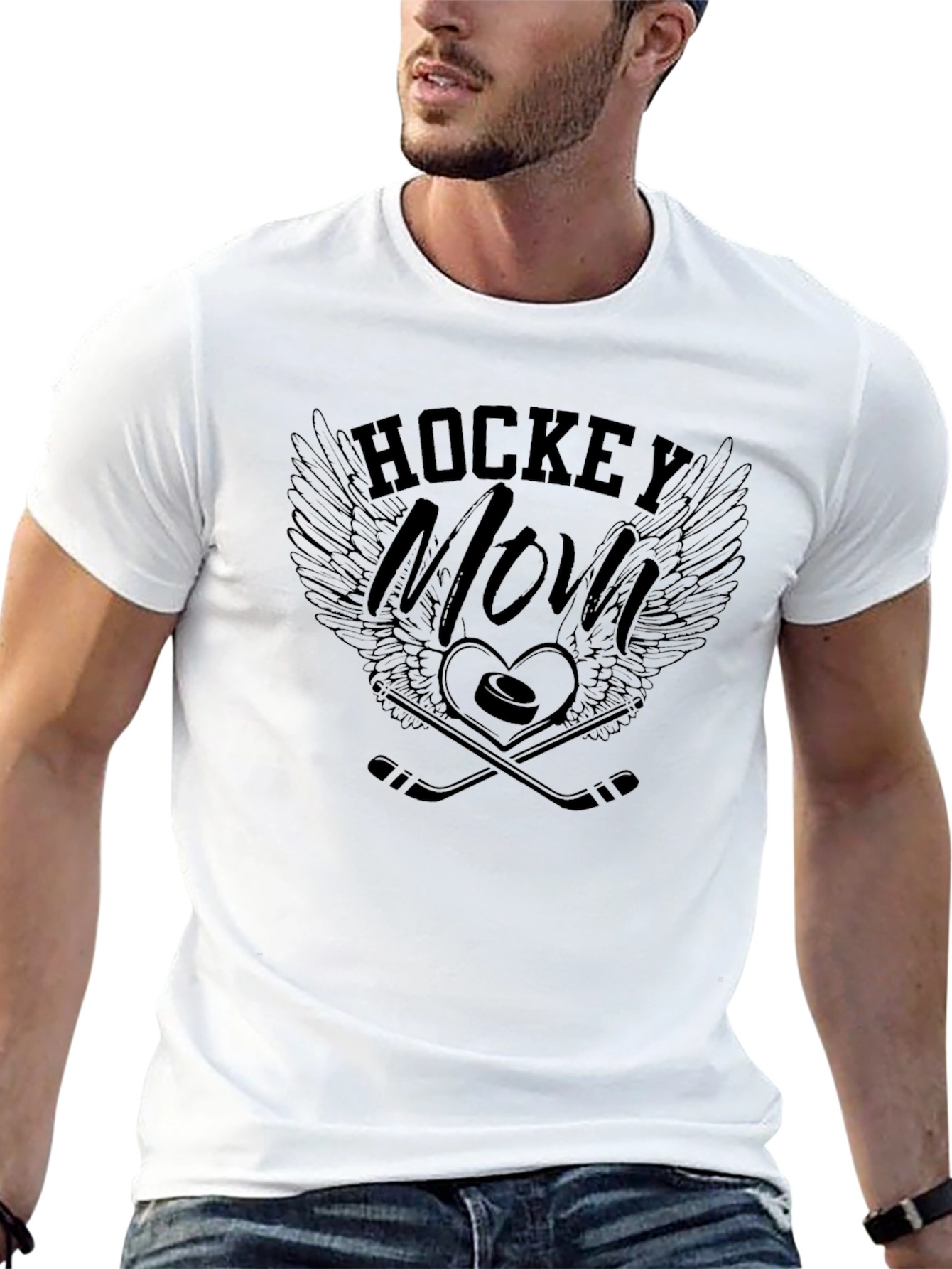 Hockey Mom T-Shirt - Wings & Sticks Design