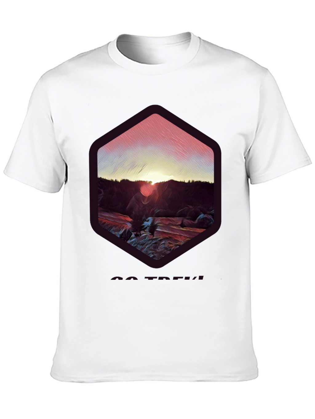 Sunset Mountain Graphic Tee - Soft Black Cotton Blend