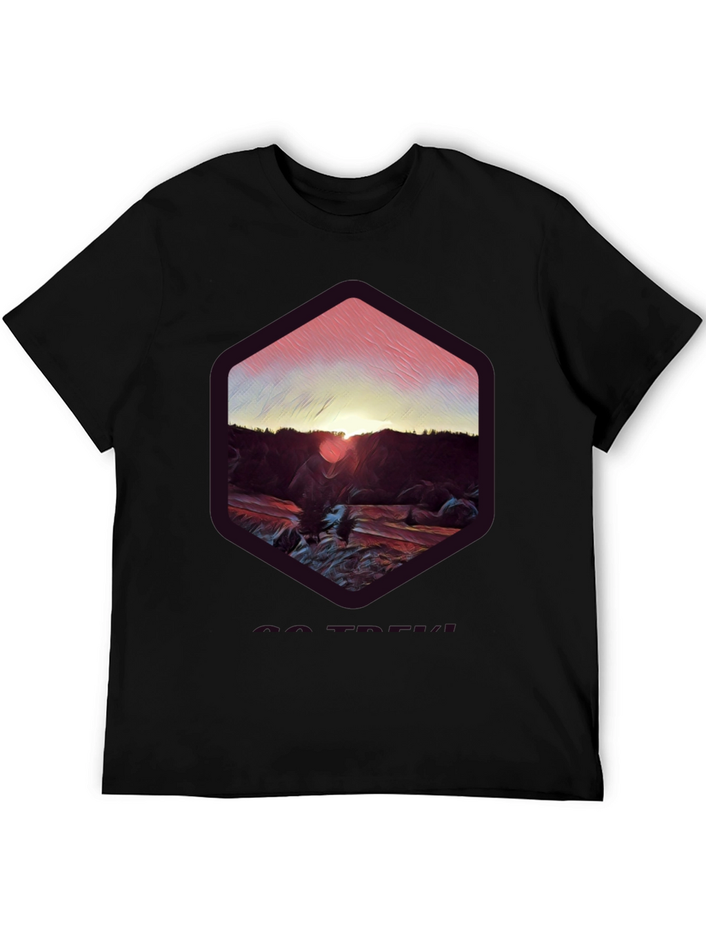 Sunset Mountain Graphic Tee - Soft Black Cotton Blend