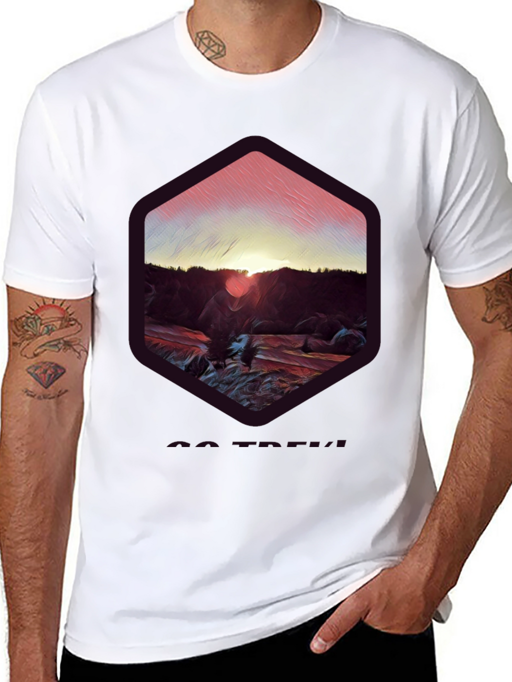 Sunset Mountain Graphic Tee - Soft Black Cotton Blend