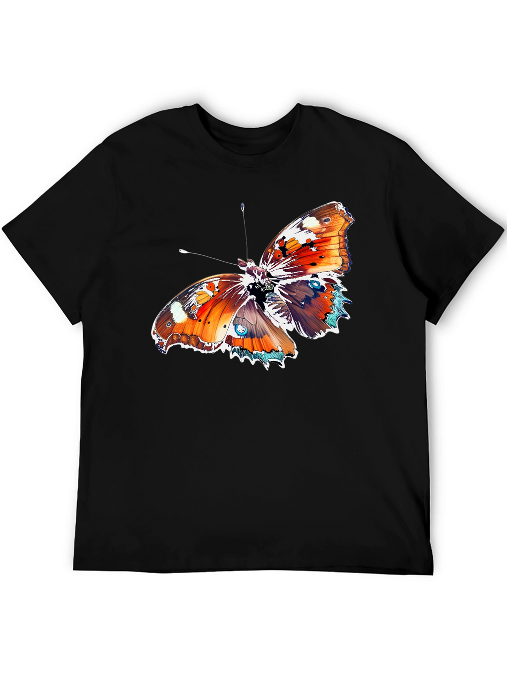 Butterfly Graphic Tee - Bold Black Cotton T-Shirt