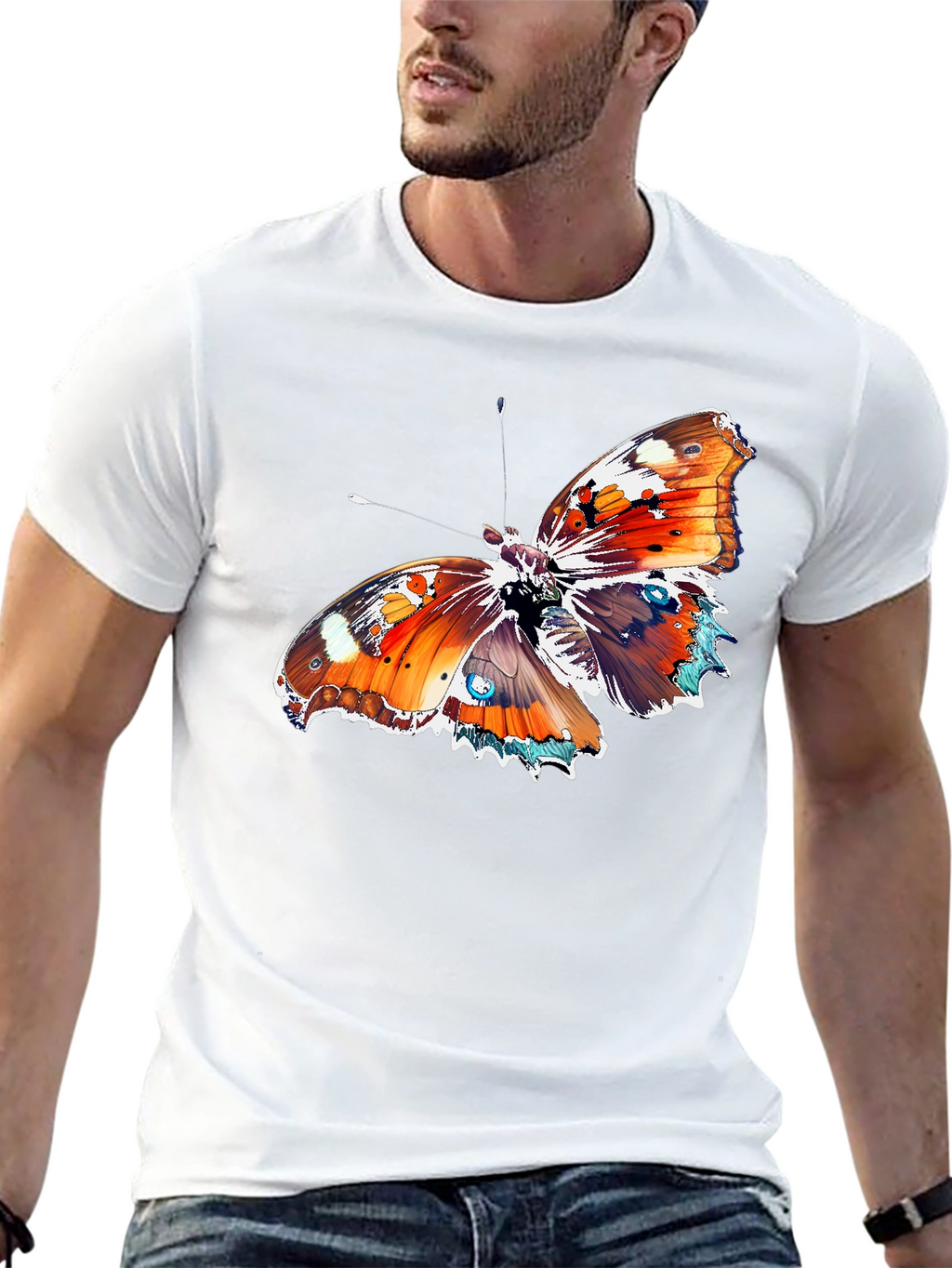 Butterfly Graphic Tee - Bold Black Cotton T-Shirt
