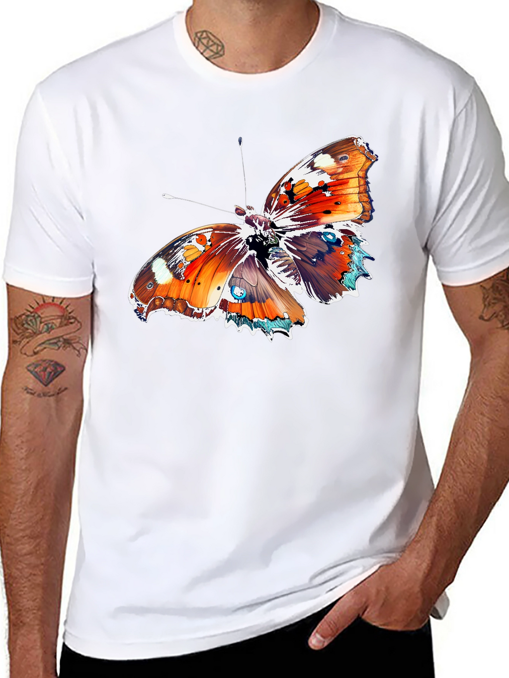 Butterfly Graphic Tee - Bold Black Cotton T-Shirt