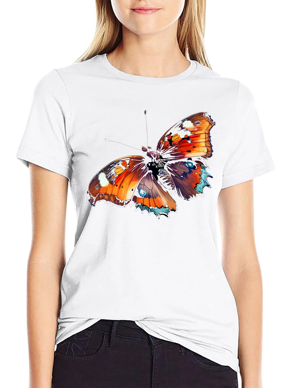 Butterfly Graphic Tee - Bold Black Cotton T-Shirt