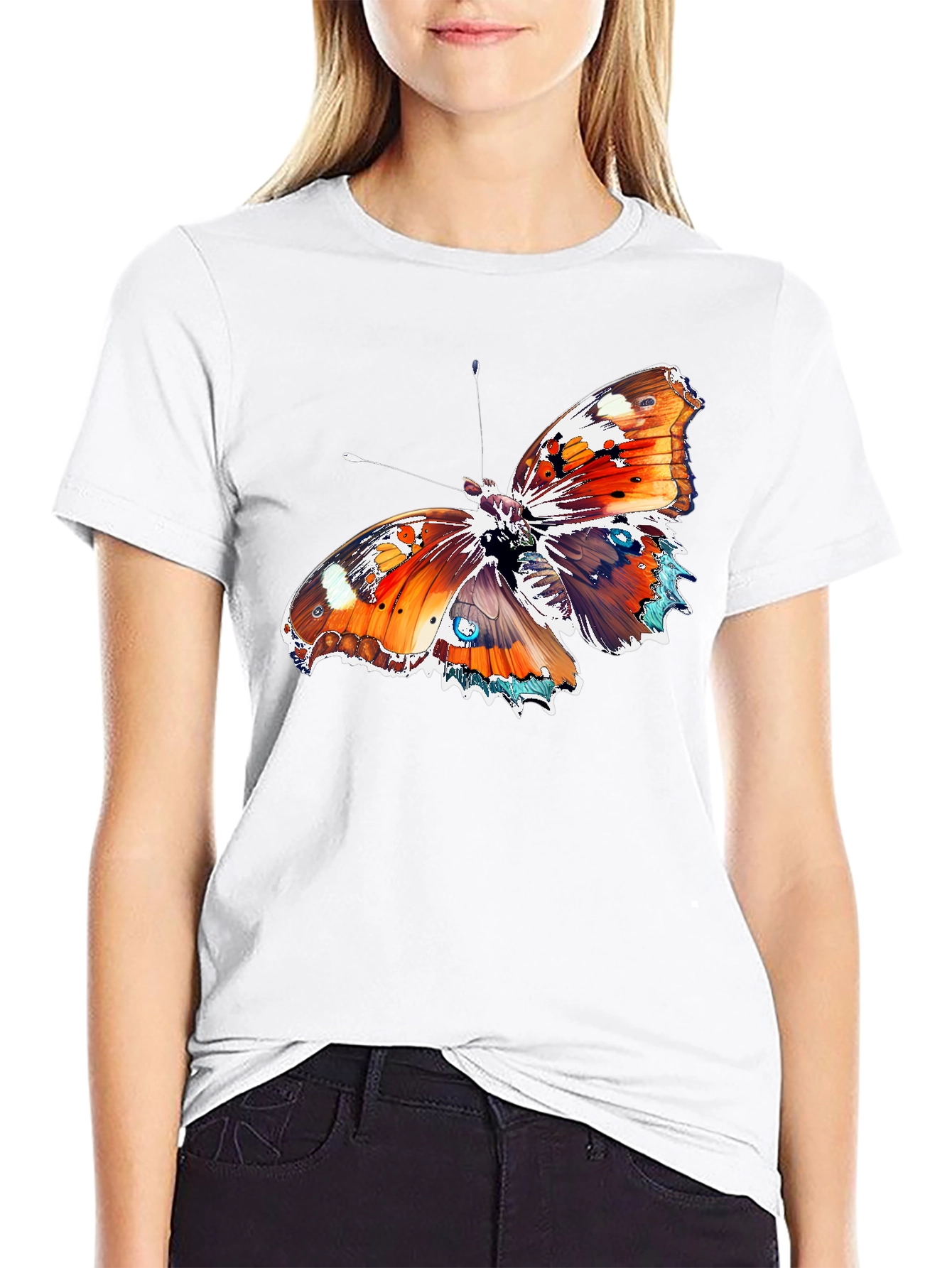 Butterfly Graphic Tee - Bold Black Cotton T-Shirt
